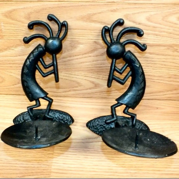 Kokopelli Cast Iron Wall Mounting Candle Holders - Picture 1 of 3